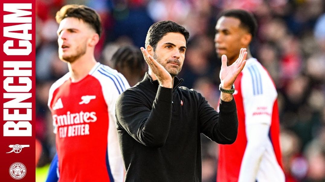 ⁣BENCH CAM - Arsenal vs Leicester City (4-2) - The squad react to Trossard's last-minute winne