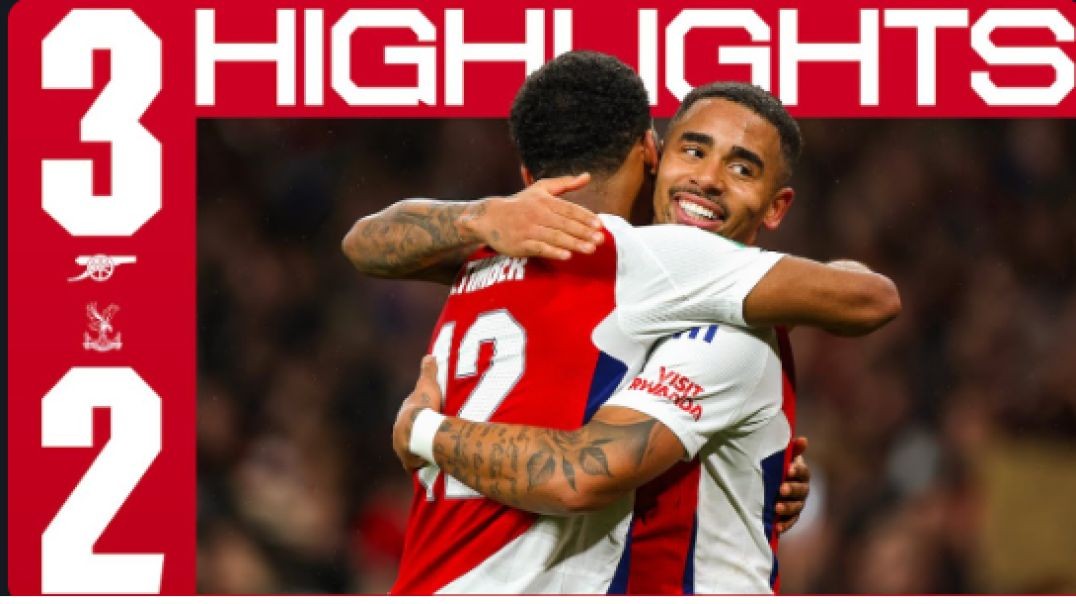 ⁣HIGHLIGHTS   Arsenal vs Crystal Palace (3-2)   Gabriel Jesus hat-trick puts us in semi-finals!